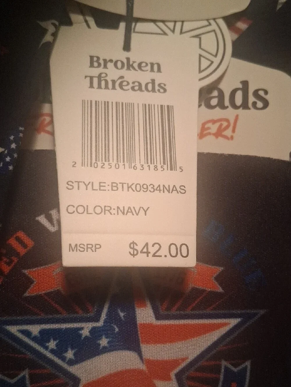 Broken Threads Patriotic Flag Print Swim Trunks-Navy, Red, White W Can Cooler L